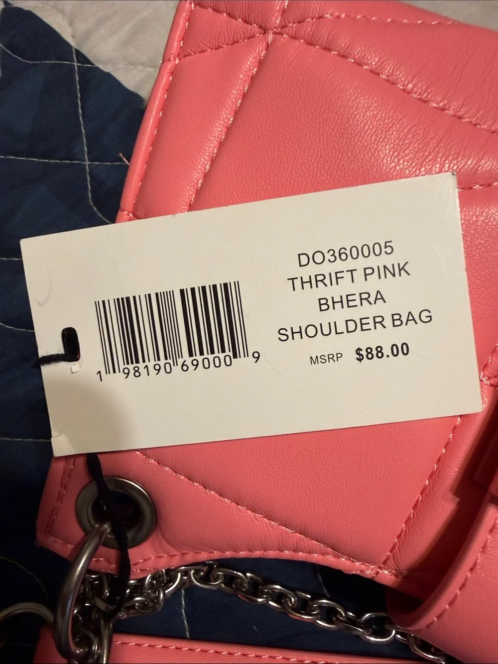 NWT Steve Madden Quilted Bhera Shoulder Bag In Thrift Pink - Picture 10 of 11